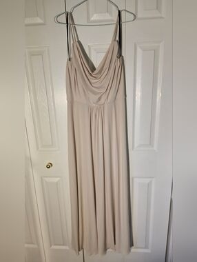 Calvin Klein Nude-Beige Lined Cowl Neck Spaghetti Strap Maxi Dress 8